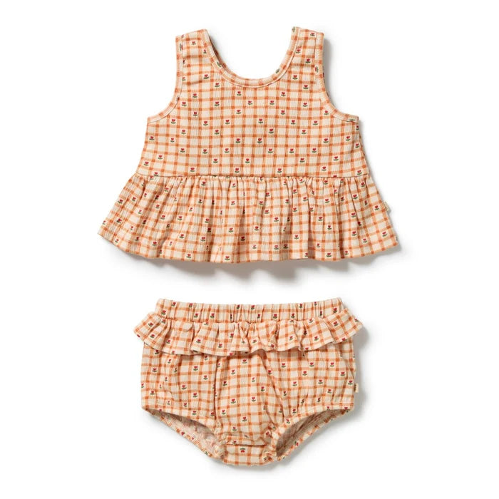 Wilson + Frenchy | Checkerberry Organic Crinkle Ruffle Set