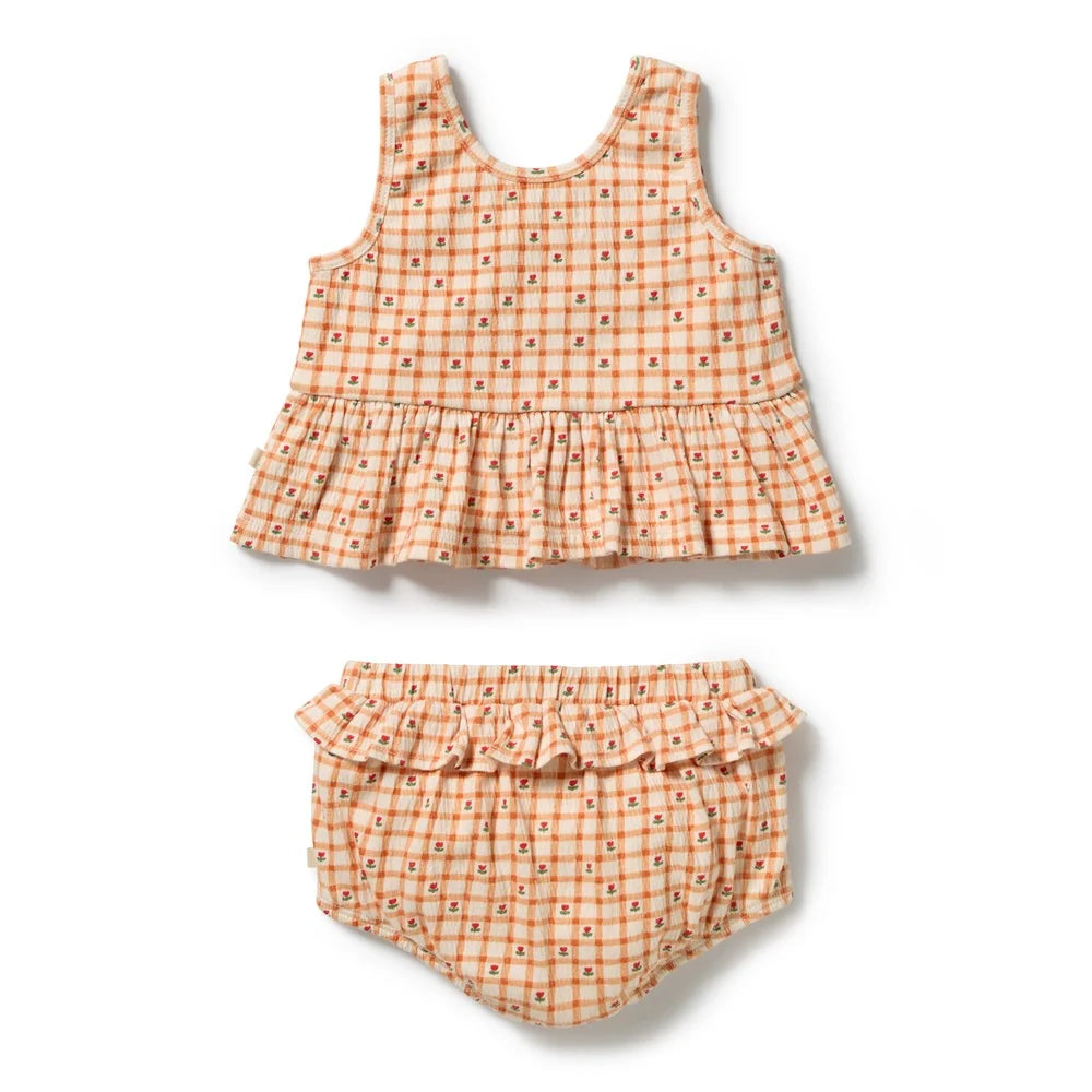 Wilson + Frenchy | Checkerberry Organic Crinkle Ruffle Set