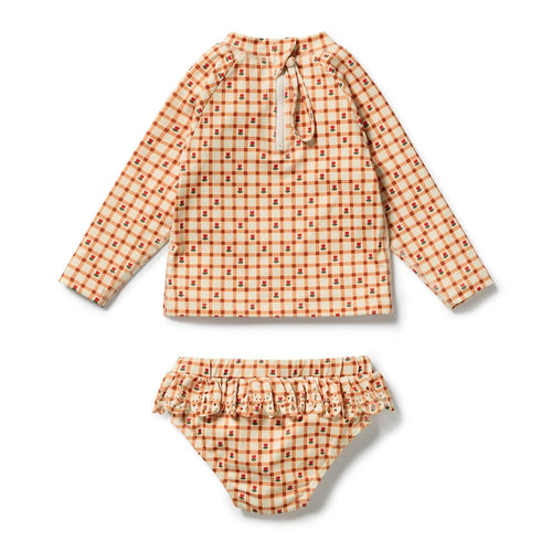 Wilson + Frenchy | Checkerberry Cutwork Long-Sleeved Rashie Swimset