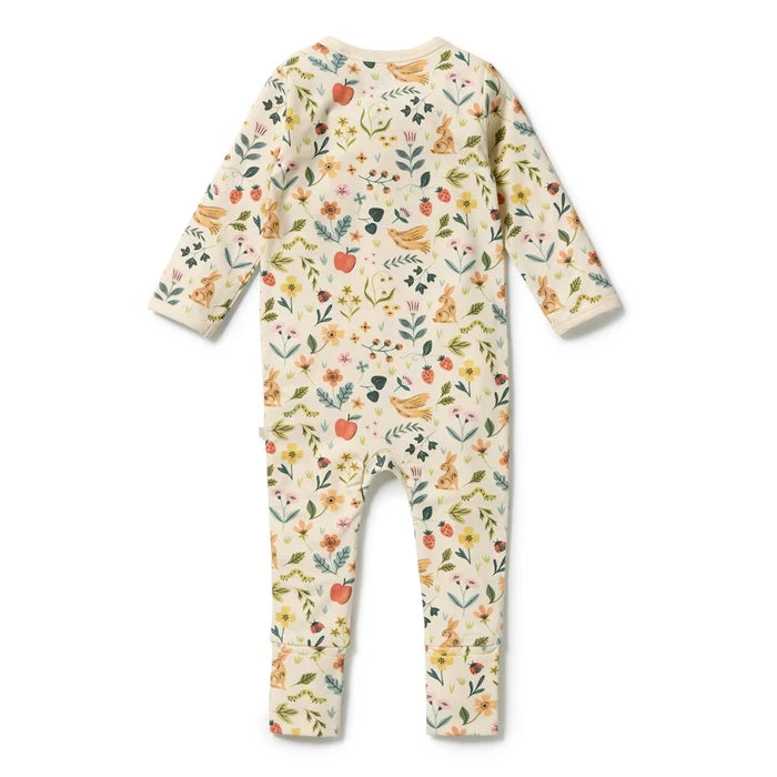 Wilson + Frenchy | Summer Garden Organic Zipsuit w feet