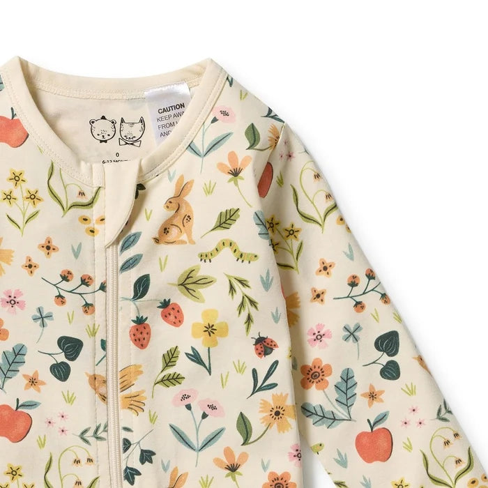 Wilson + Frenchy | Summer Garden Organic Zipsuit w feet