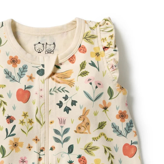 Wilson + Frenchy | Summer Garden Organic Ruffle Zipsuit