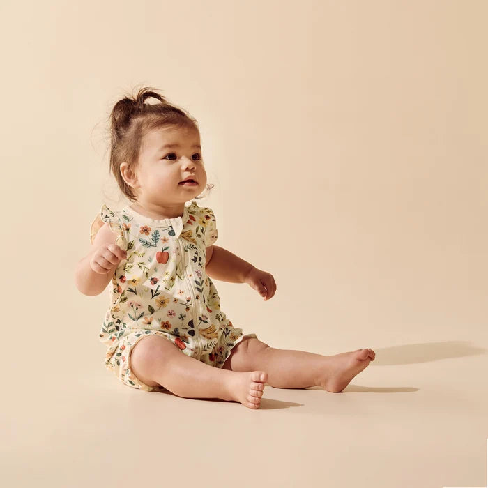 Wilson + Frenchy | Summer Garden Organic Ruffle Zipsuit