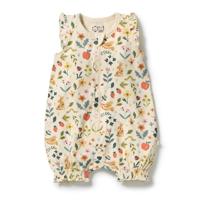 Wilson + Frenchy | Summer Garden Organic Ruffle Zipsuit