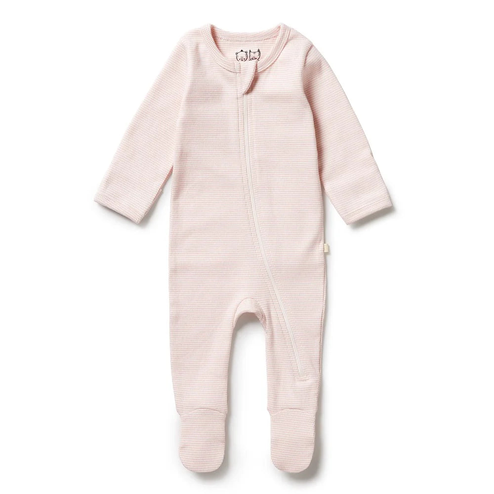 Wilson + Frenchy | Cantaloupe Organic Stripe Zipsuit With Feet