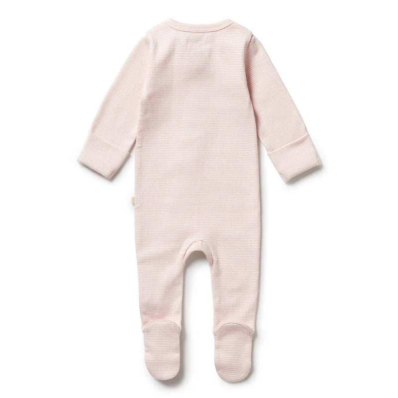 Wilson + Frenchy | Cantaloupe Organic Stripe Zipsuit With Feet