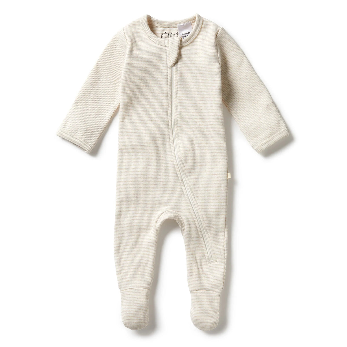 Wilson + Frenchy | Oatmeal Organic Stripe Zipsuit With Feet