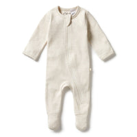 Wilson + Frenchy | Oatmeal Organic Stripe Zipsuit With Feet