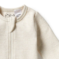 Wilson + Frenchy | Oatmeal Organic Stripe Zipsuit With Feet