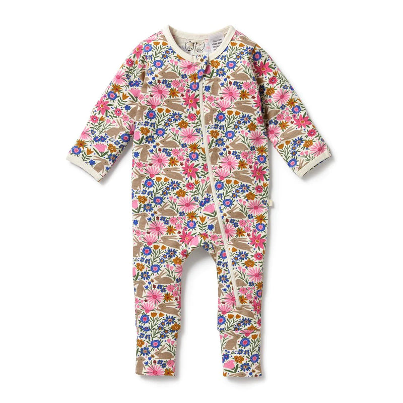 Wilson + Frenchy | Bunny Hop Organic Zipsuit With Feet