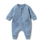 Wilson + Frenchy | Storm Blue Quilted Growsuit