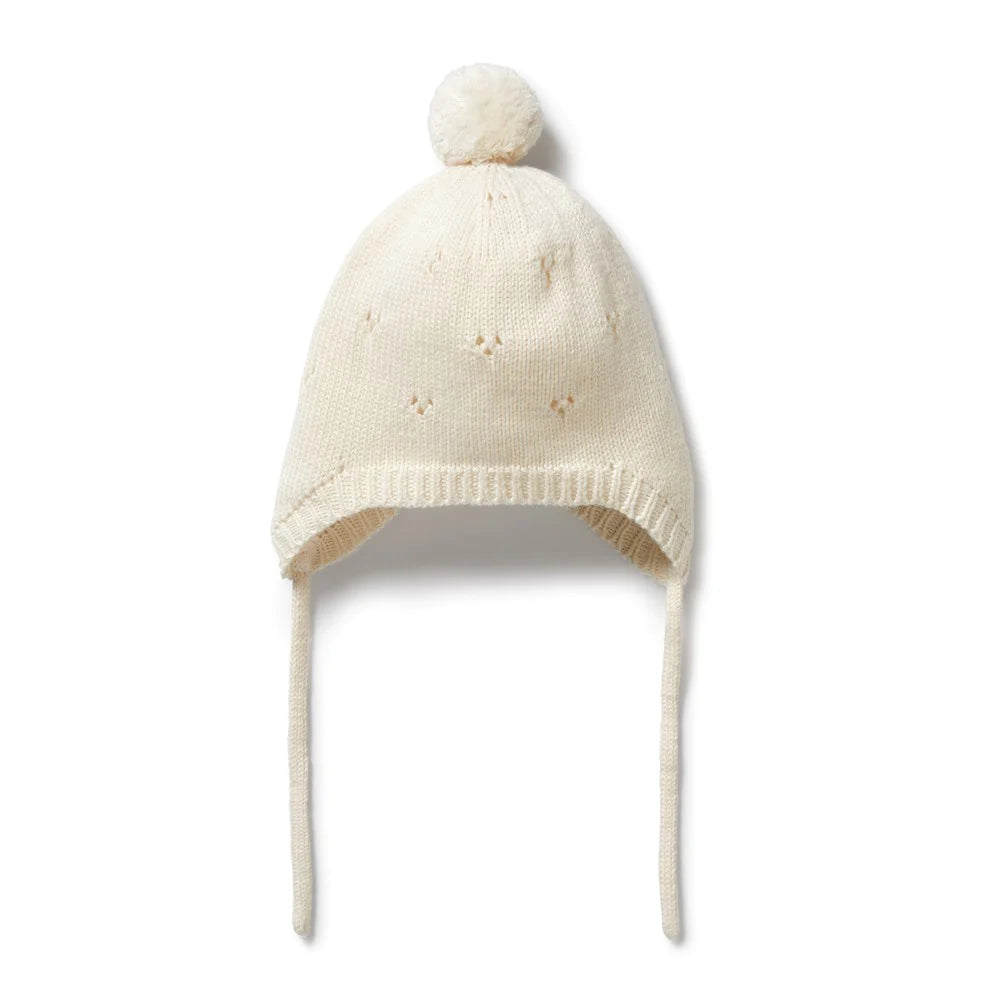 Wilson + Frenchy | Ecru Knitted Pointelle Bonnet