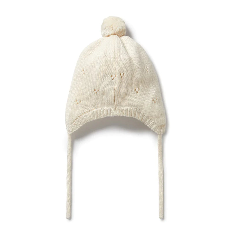 Wilson + Frenchy | Ecru Knitted Pointelle Bonnet