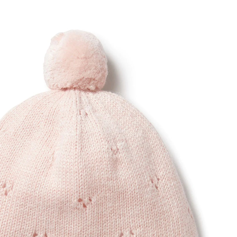 Wilson + Frenchy | Pink Knitted Pointelle Bonnet