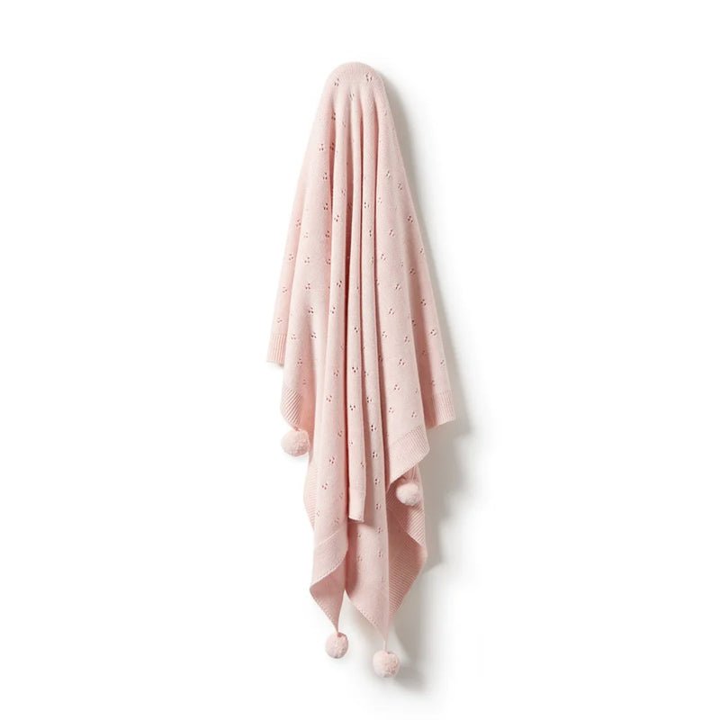 Wilson + Frenchy | Pink Knitted Pointelle Blanket