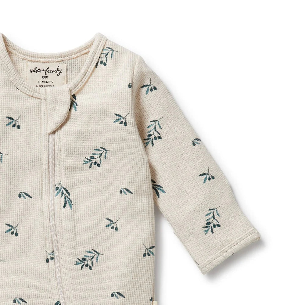 Wilson + Frenchy | Little Olive Organic Waffle Zip Suit