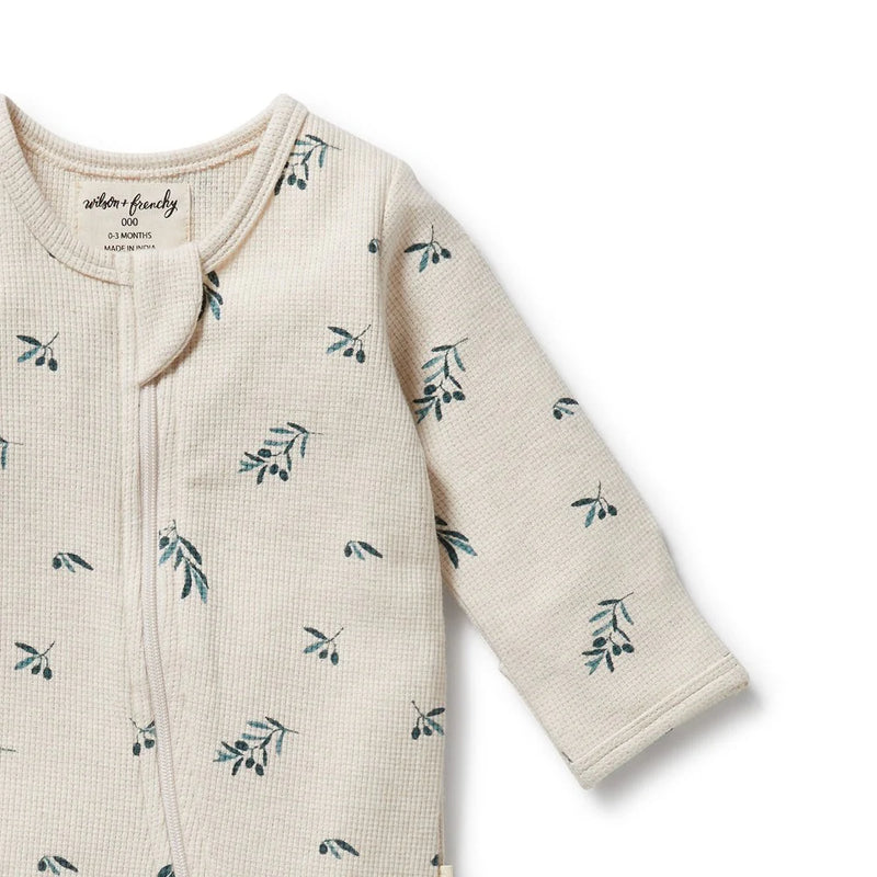 Wilson + Frenchy | Little Olive Organic Waffle Zip Suit