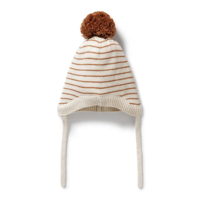 Wilson + Frenchy | Cinnamon Stripe Organic Knitted Stripe Bonnet