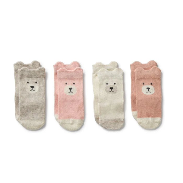 Wilson & Frenchy | Organic 4 Pack Baby Socks | Buttermilk, Oat, Fairy Pink, Plum