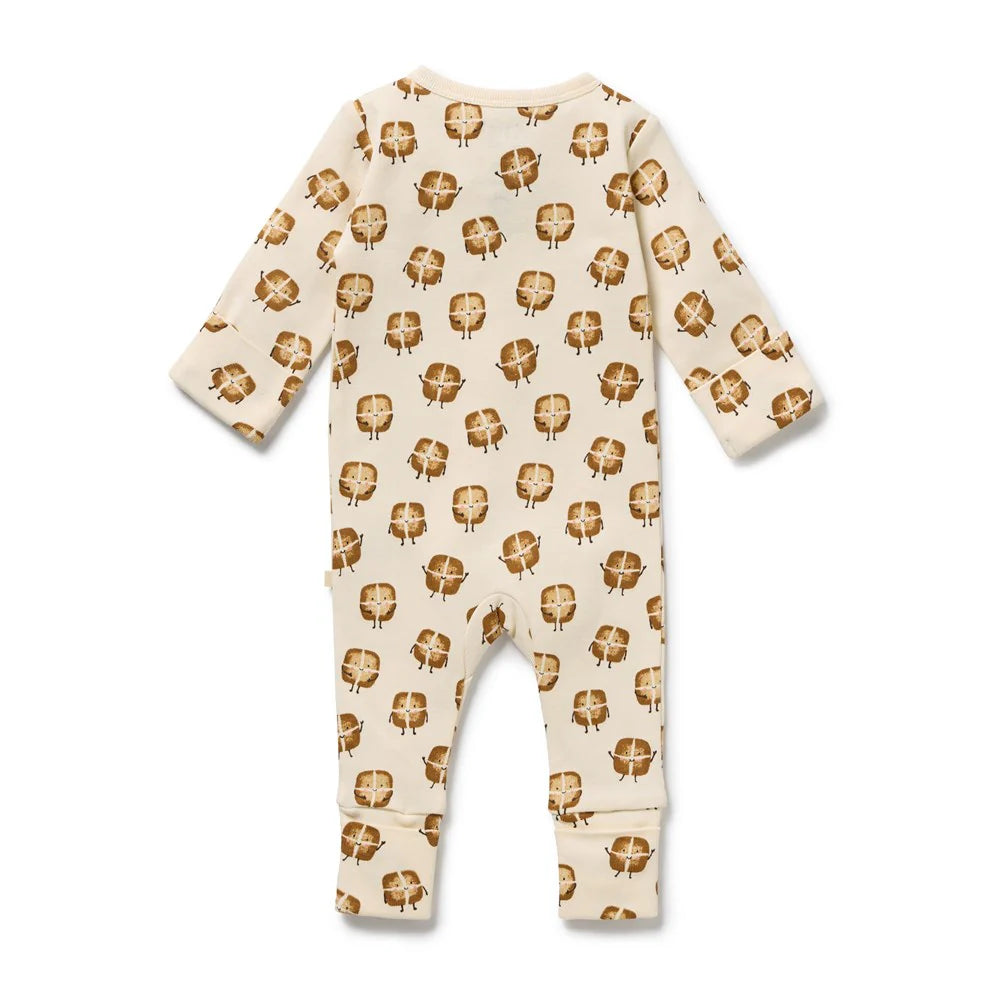 Wilson + Frenchy | Hot Cross Buns Organic Zipsuit With Feet