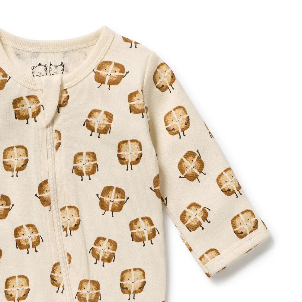 Wilson + Frenchy | Hot Cross Buns Organic Zipsuit With Feet