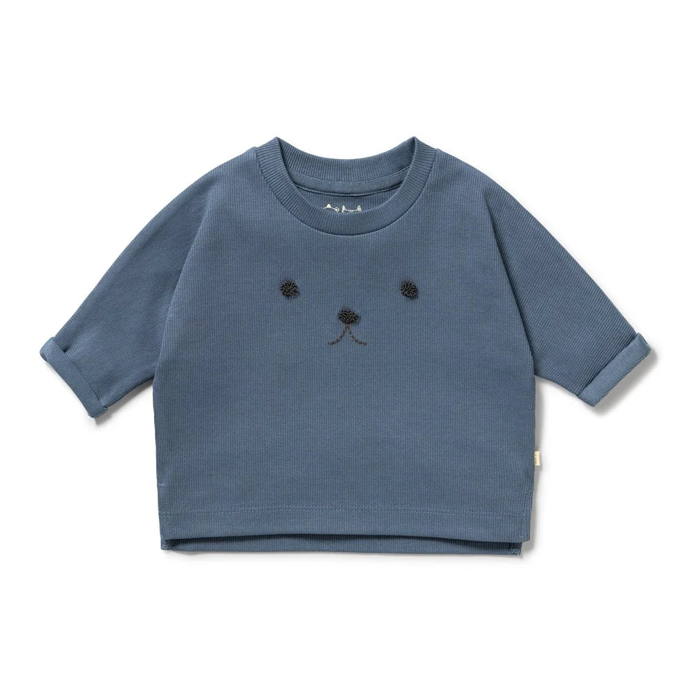 Wilson + Frenchy | Twilight Blue Organic Rib Long-Sleeved Top