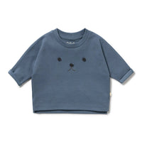 Wilson + Frenchy | Twilight Blue Organic Rib Long-Sleeved Top