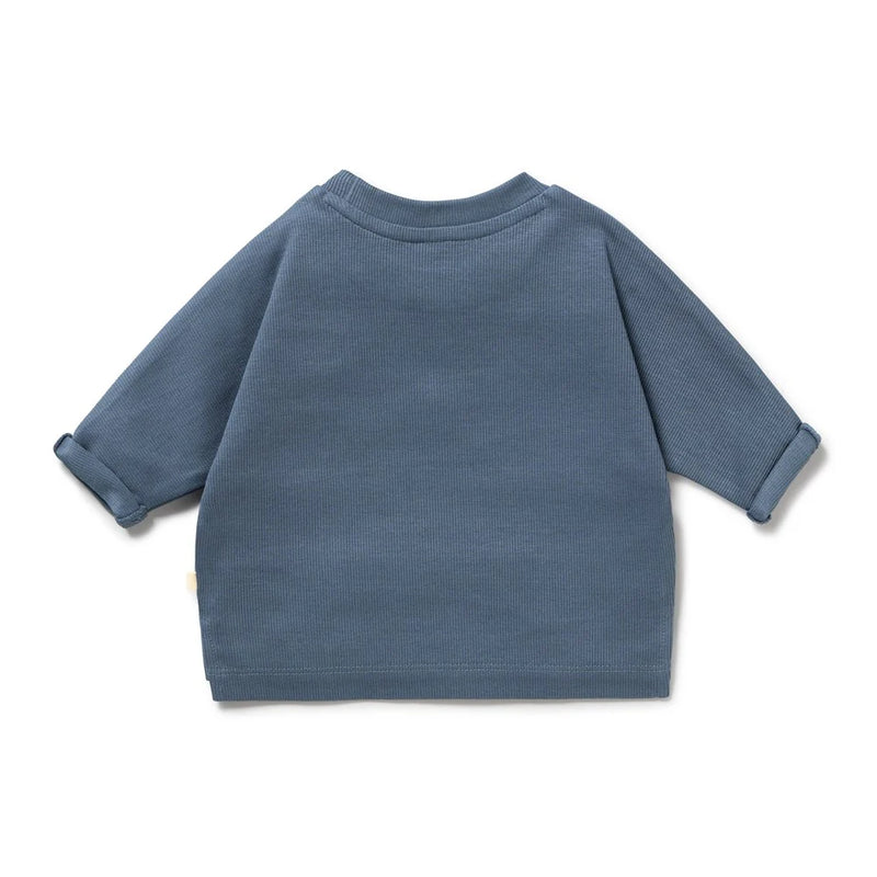 Wilson + Frenchy | Twilight Blue Organic Rib Long-Sleeved Top