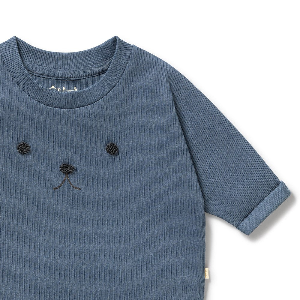 Wilson + Frenchy | Twilight Blue Organic Rib Long-Sleeved Top