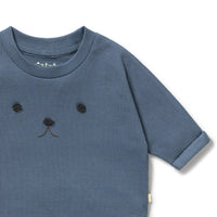 Wilson + Frenchy | Twilight Blue Organic Rib Long-Sleeved Top