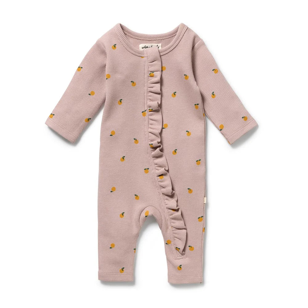 Wilson + Frenchy | Mini Mando Organic Waffle Ruffle Zipsuit
