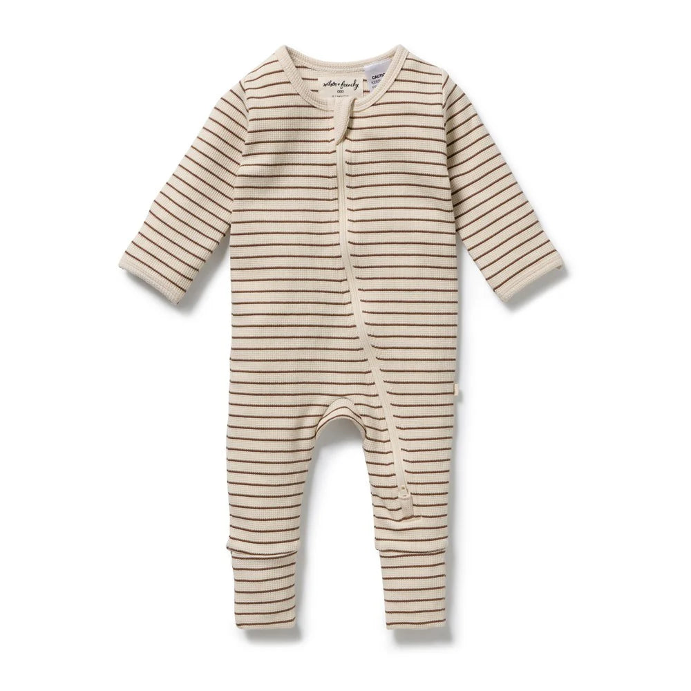 Wilson + Frenchy | Nutmeg Organic Stripe Zipsuit With Feet