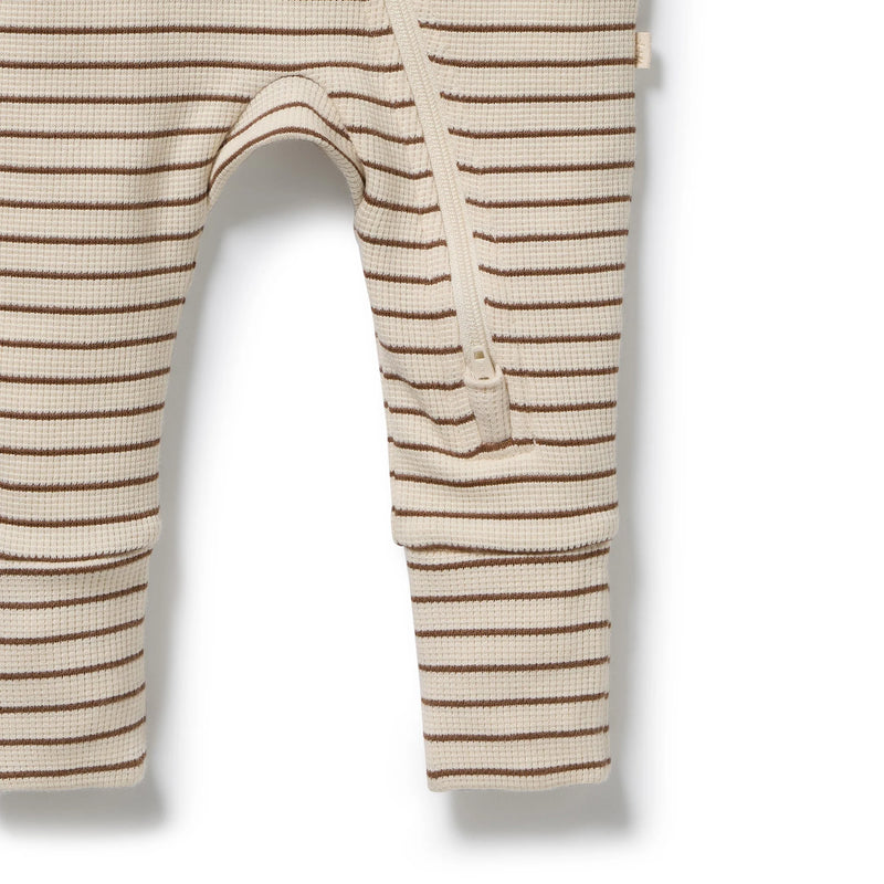 Wilson + Frenchy | Nutmeg Organic Stripe Zipsuit With Feet