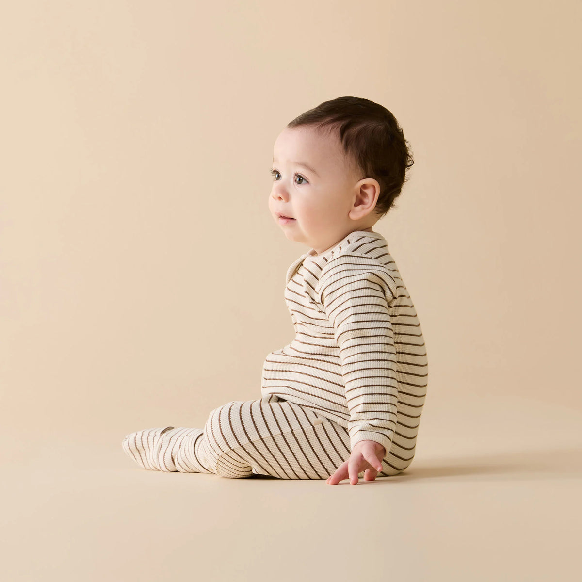 Wilson + Frenchy | Nutmeg Organic Stripe Zipsuit With Feet