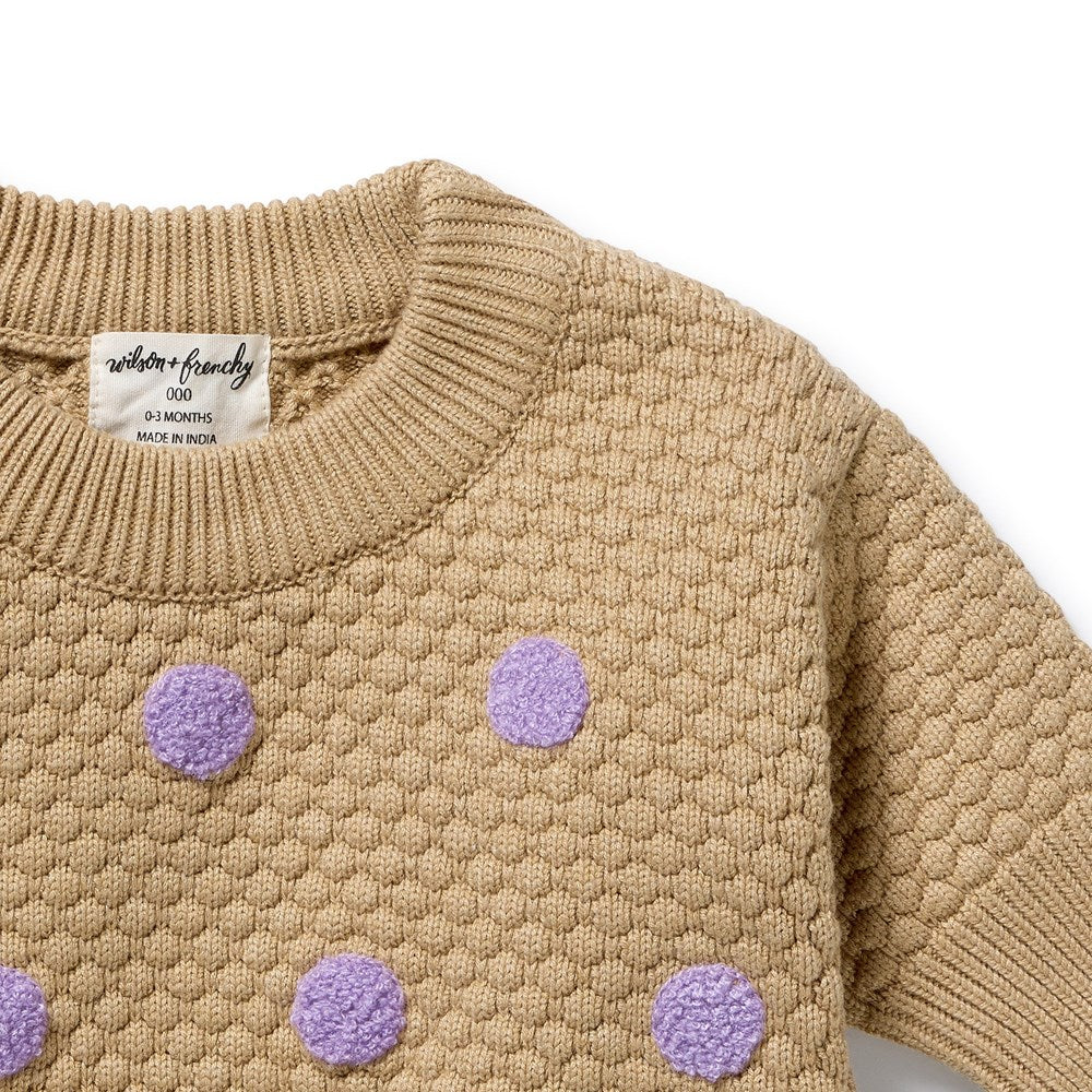 Wilson + Frenchy | Oat & Mulberry Organic Knitted Bauble Jumper