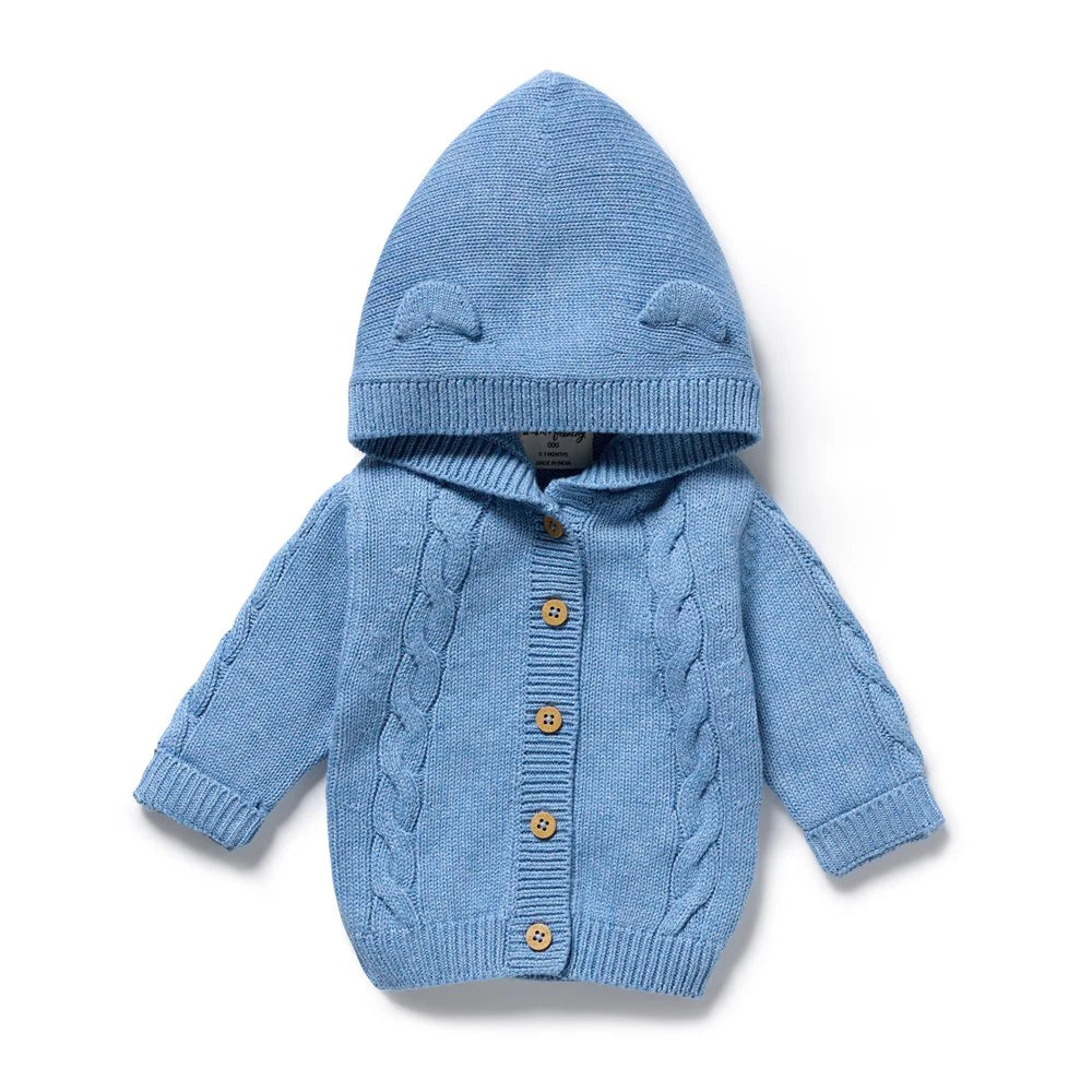 Wilson + Frenchy | Frosted Blue Organic Knitted Cable Jacket