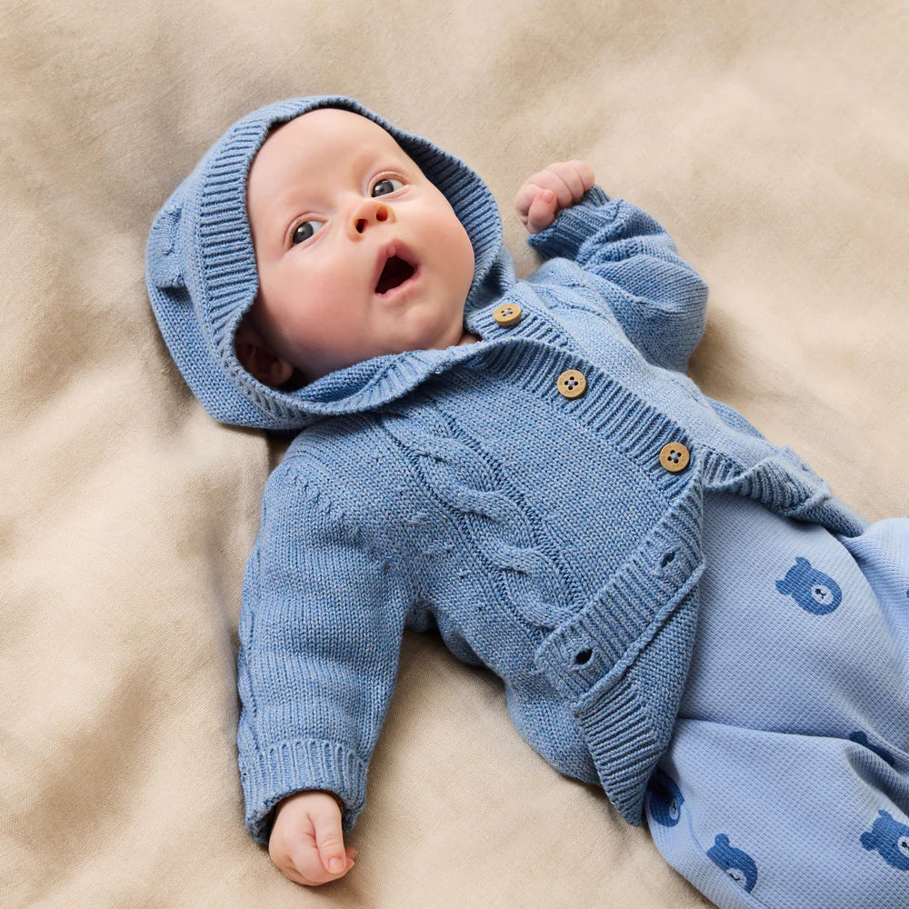 Wilson + Frenchy | Frosted Blue Organic Knitted Cable Jacket