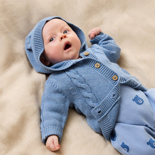 Wilson + Frenchy | Frosted Blue Organic Knitted Cable Jacket