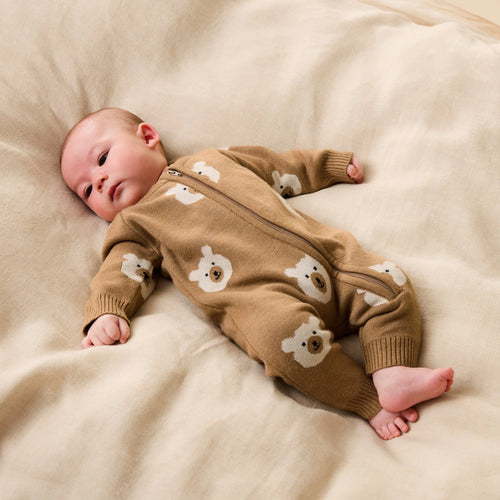 Wilson + Frenchy | Beary Cute Organic Knitted Growsuit