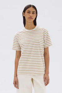 Assembly Label | Womens Port Stripe Tee - Tan Stripe