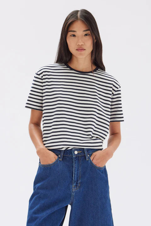 Assembly Label | Harbour Stripe Short Sleeve Tee - True Navy/White