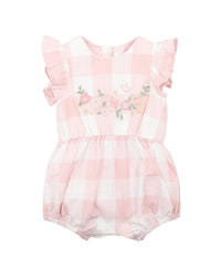 Bebe | Lara Embroidered Check Romper