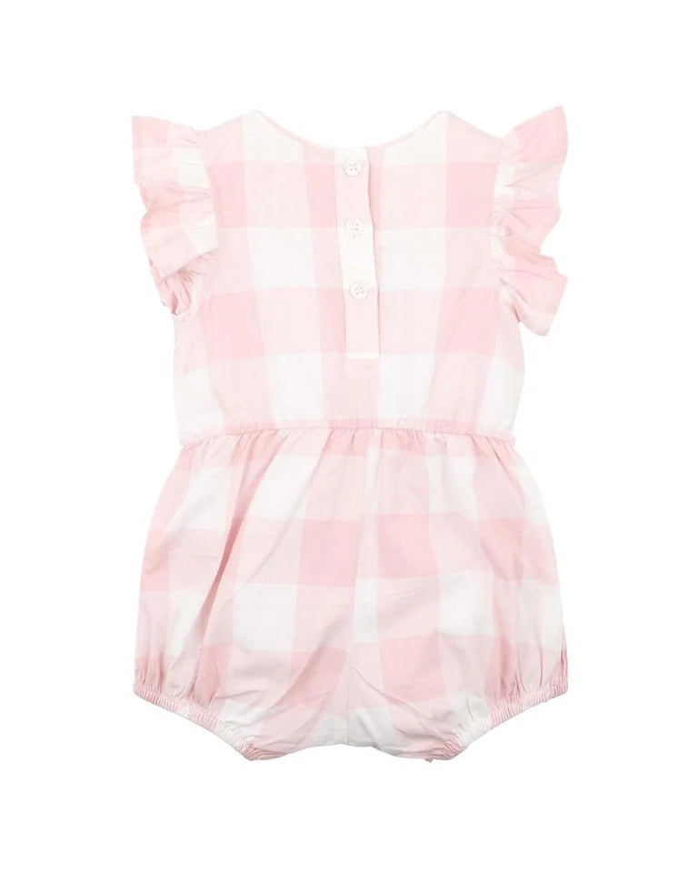 Bebe | Lara Embroidered Check Romper