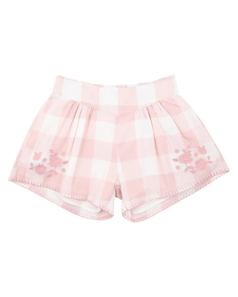 Bebe | Lara Embroidered Check Shorts