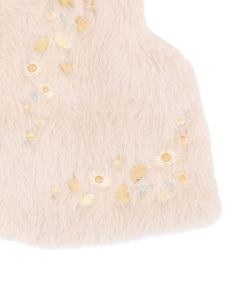 Bebe | Winnie Embroidered Faux Fur Vest