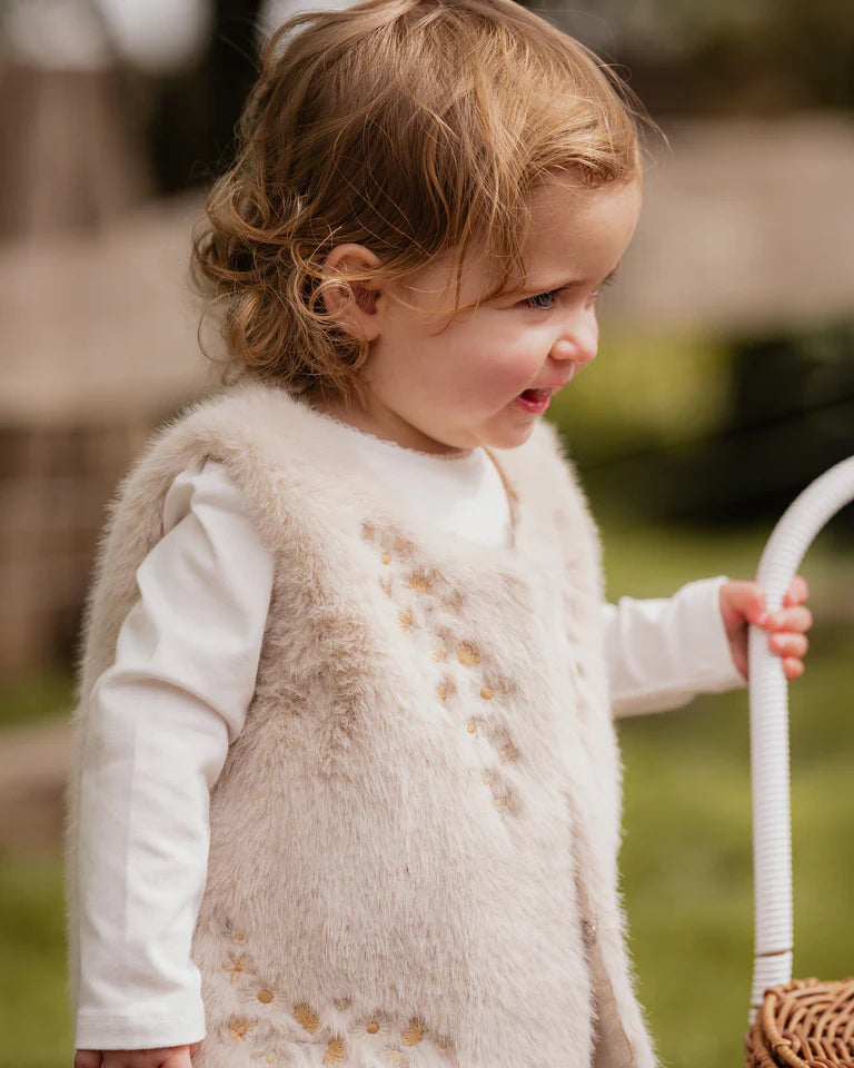 Bebe | Winnie Embroidered Faux Fur Vest