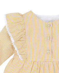 Bebe | Winnie Embroidered Gingham Dress - Mustard Check