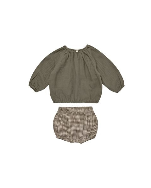 Quincy Mae | Cinch Long Sleeve Tee + Bloomer - Forest