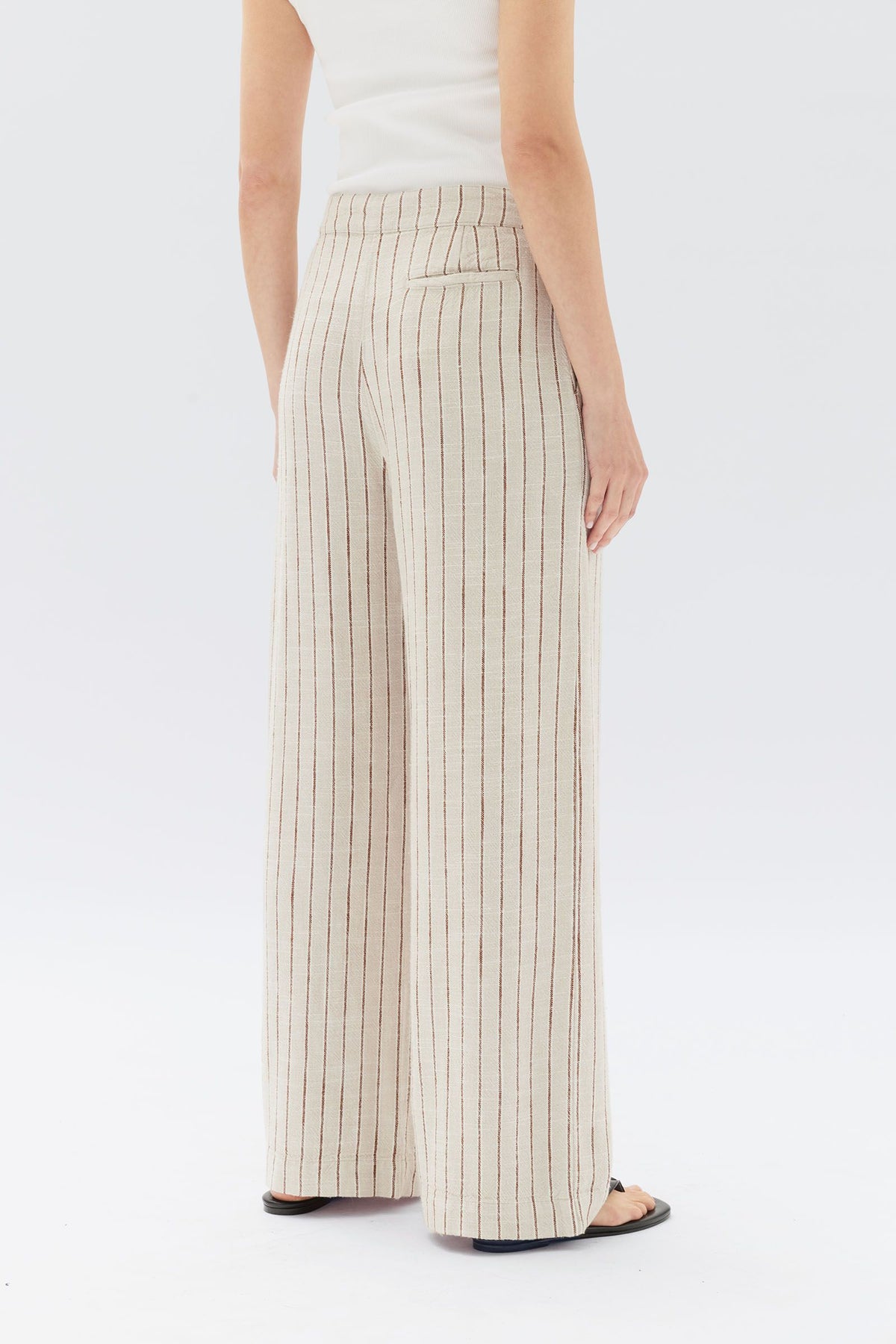 Assembly Label | Neva Linen Trouser - Oat Stripe
