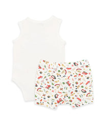 Bebe | FESTIVE TRAIN SINGLETSUIT SHORTS SET